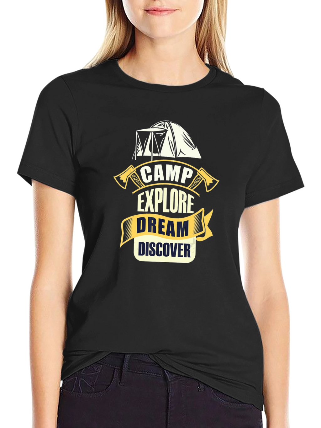 Camp Explore Dream Discover Black T-Shirt