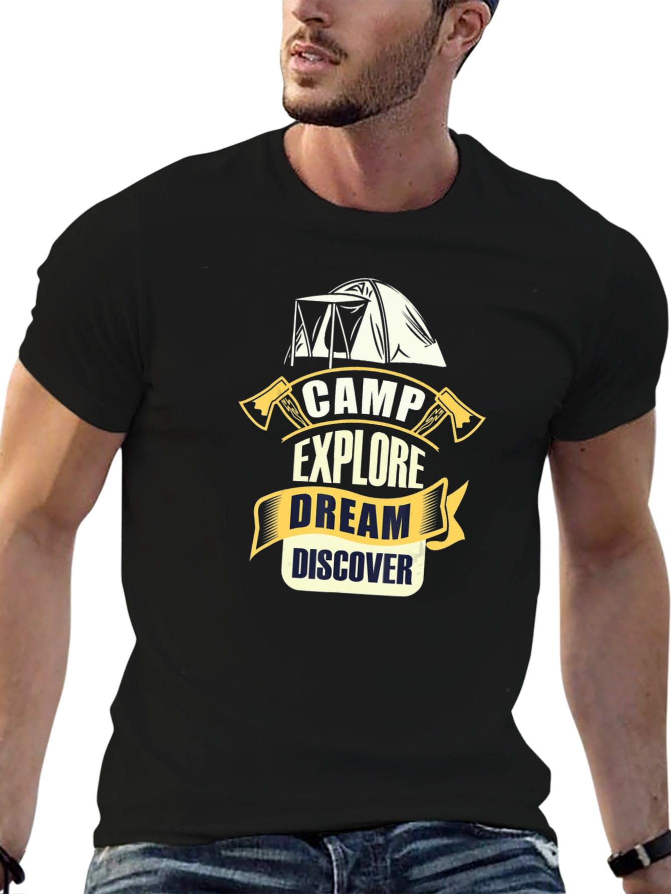 Camp Explore Dream Discover Black T-Shirt