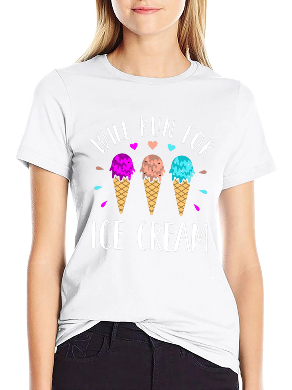 Will Run For Ice Cream Black T-Shirt