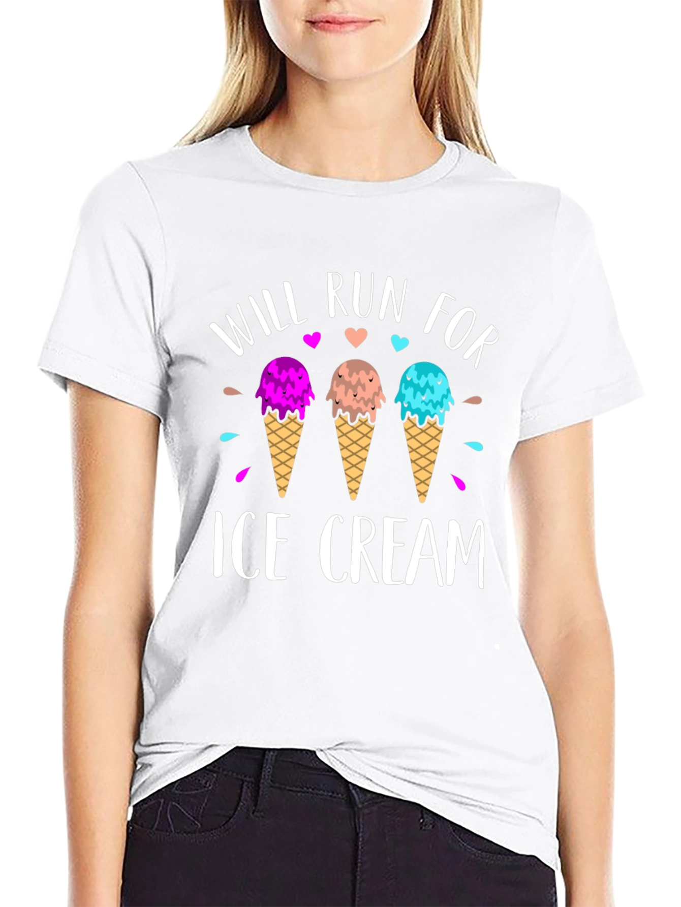 Will Run For Ice Cream Black T-Shirt