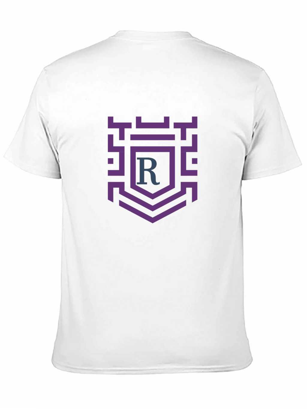 Black T-Shirt with Purple Crest Graphic