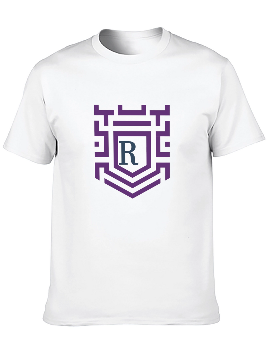 Black T-Shirt with Purple Crest Graphic