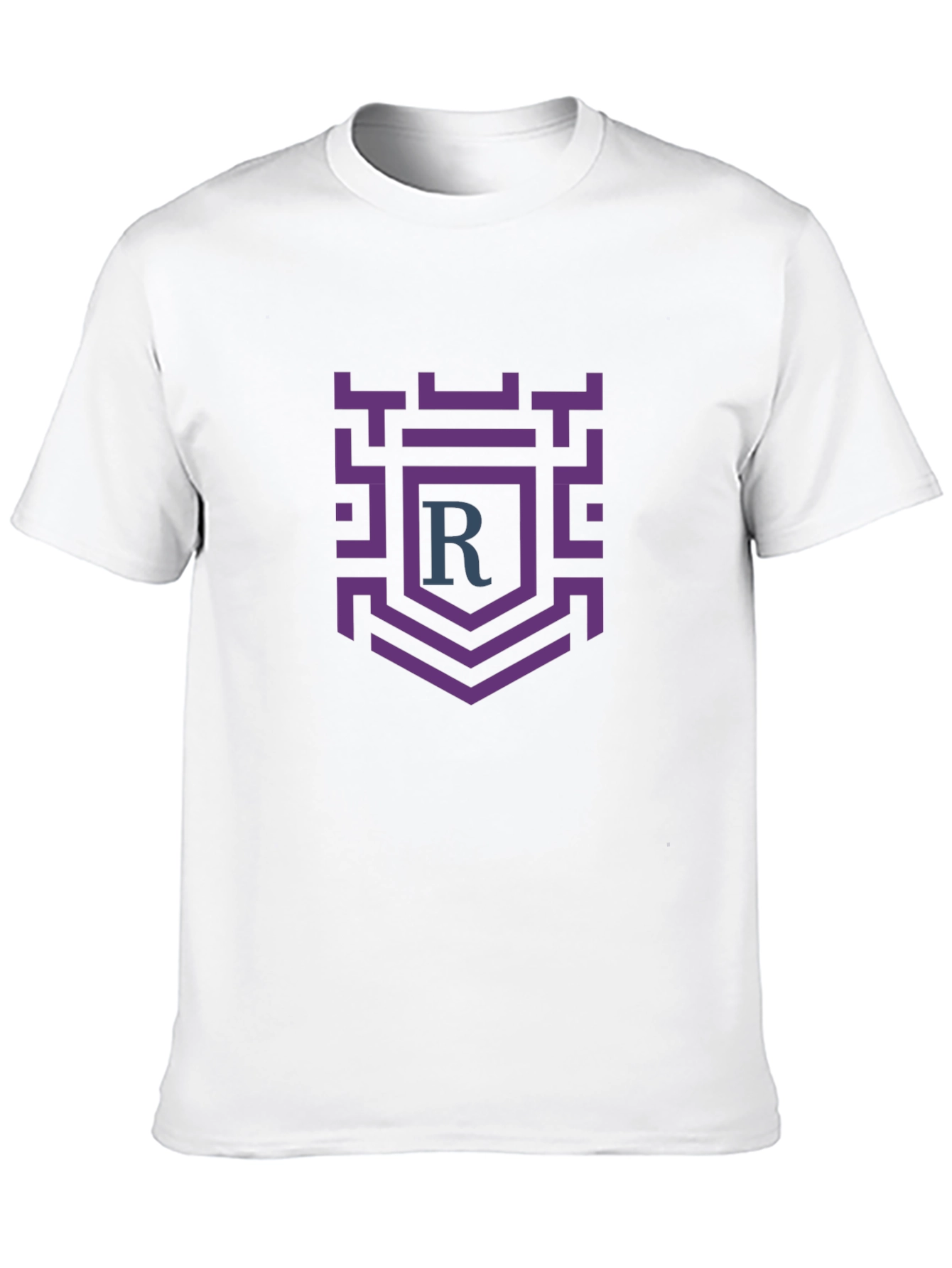 Black T-Shirt with Purple Crest Graphic
