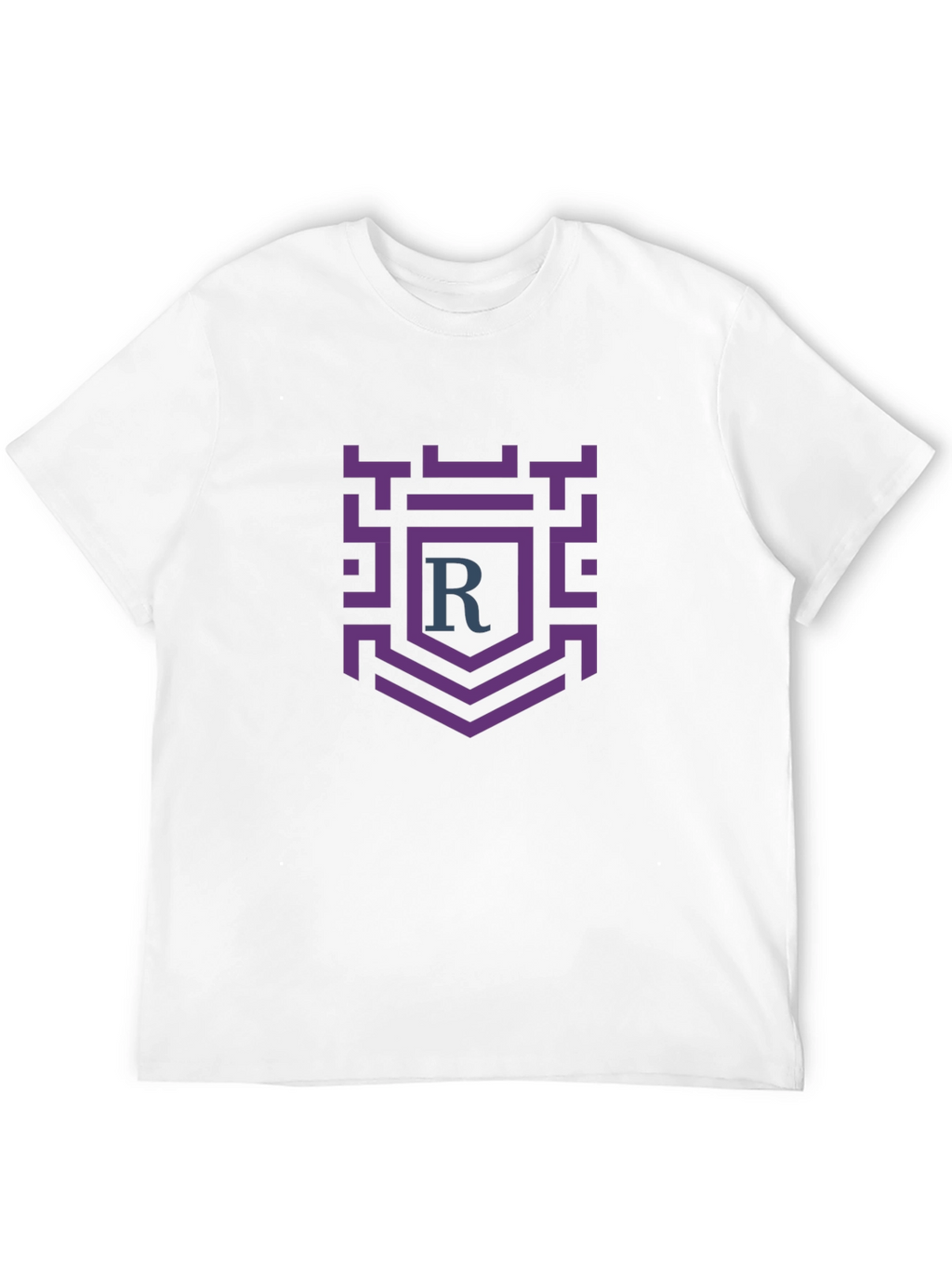 Black T-Shirt with Purple Crest Graphic