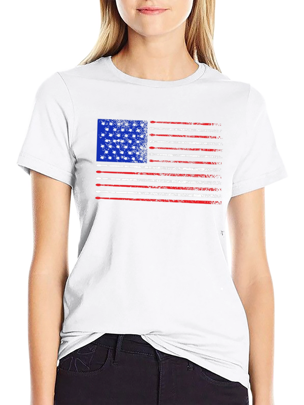 Patriotic Drum Sticks American Flag Tee
