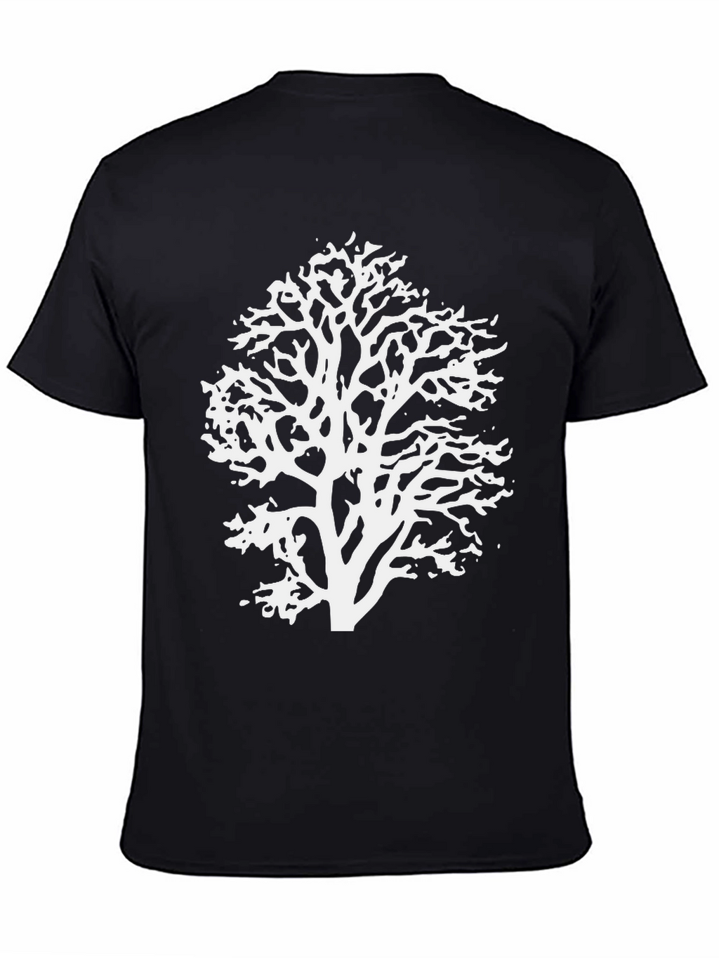 Abstract Tree Graphic Tee - Black Cotton Blend Shirt