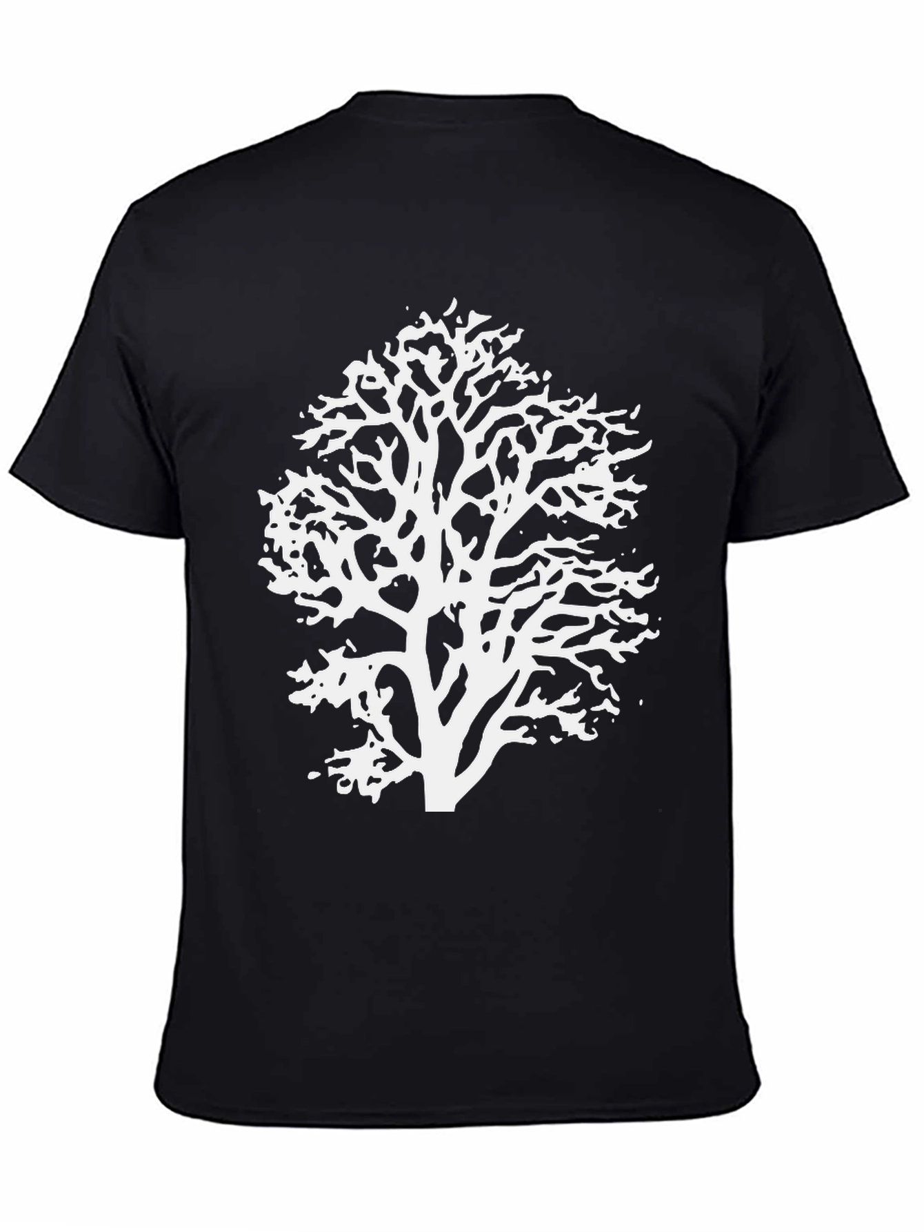 Abstract Tree Graphic Tee - Black Cotton Blend Shirt