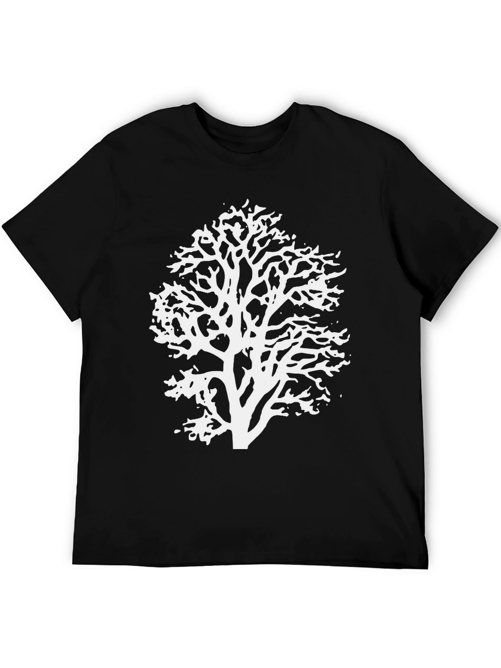Abstract Tree Graphic Tee - Black Cotton Blend Shirt