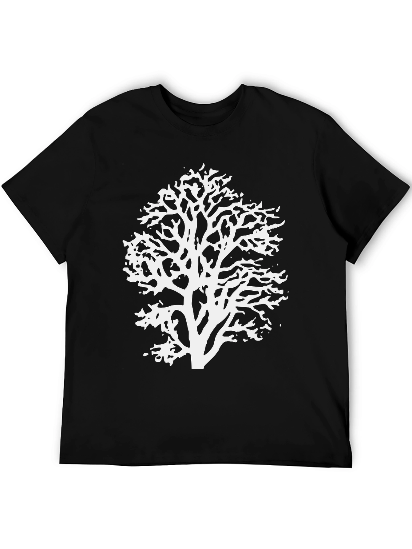 Abstract Tree Graphic Tee - Black Cotton Blend Shirt