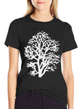 Abstract Tree Graphic Tee - Black Cotton Blend Shirt