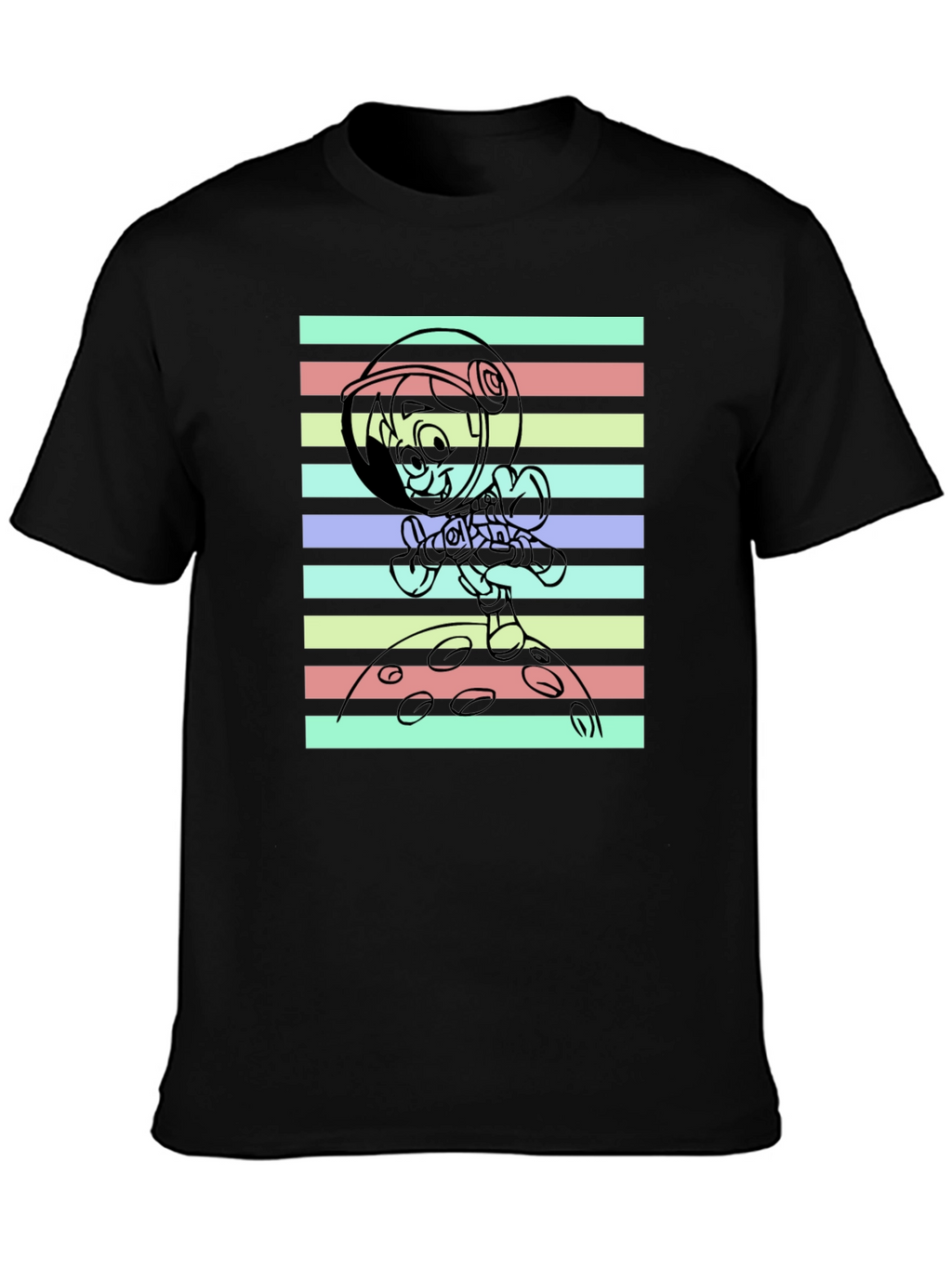 Astronaut Cartoon Graphic T-Shirt