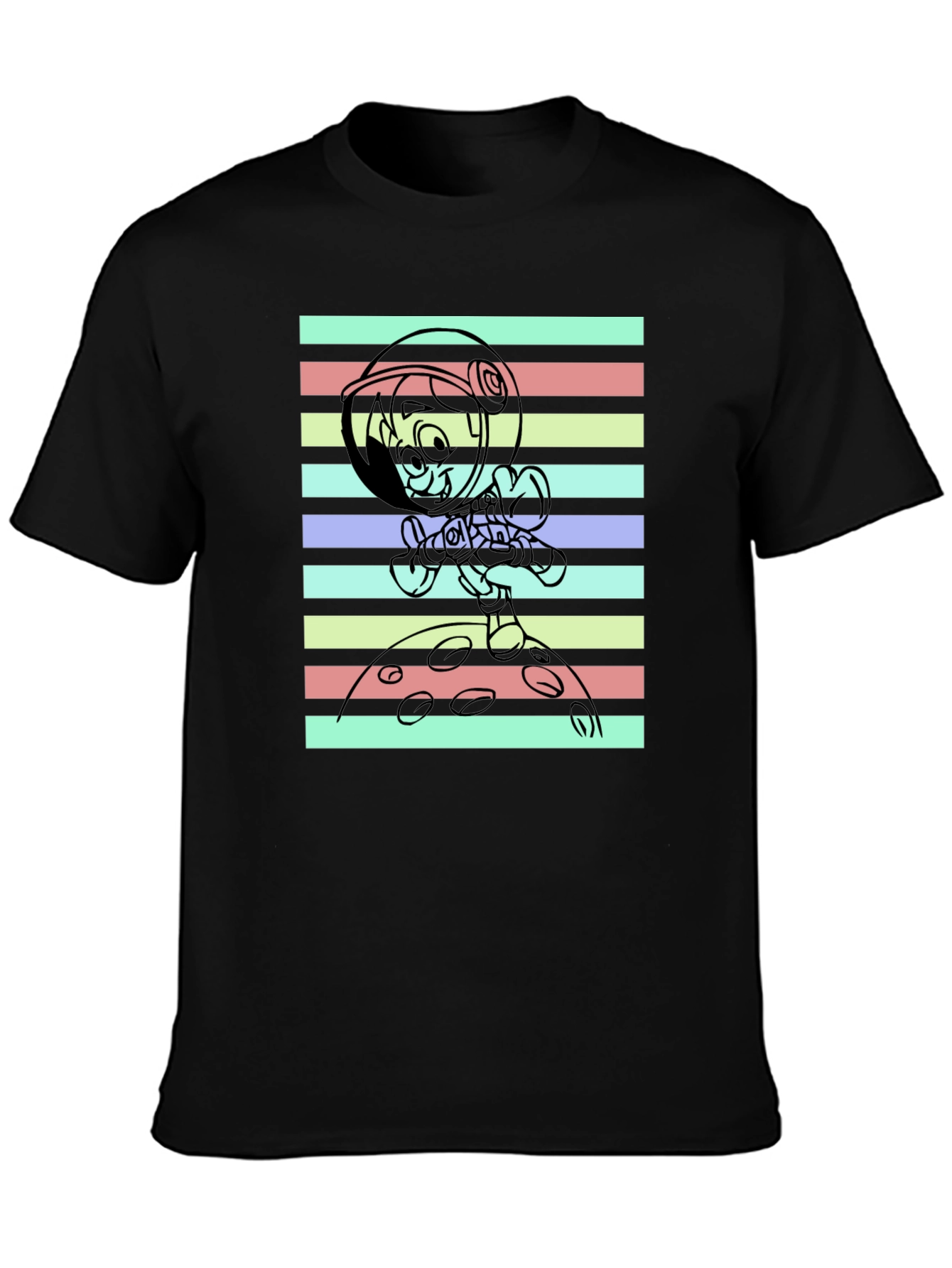 Astronaut Cartoon Graphic T-Shirt