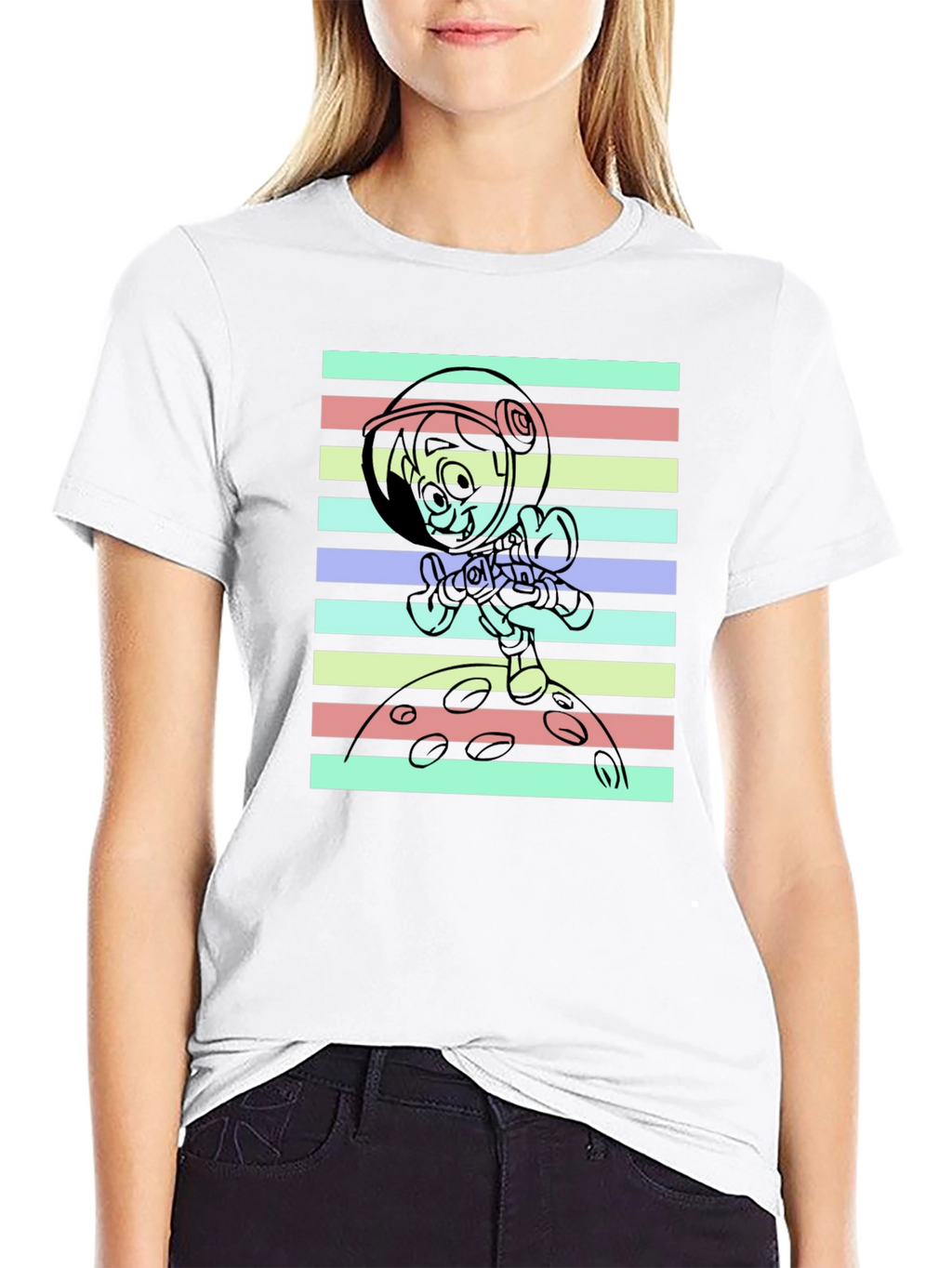 Astronaut Cartoon Graphic T-Shirt