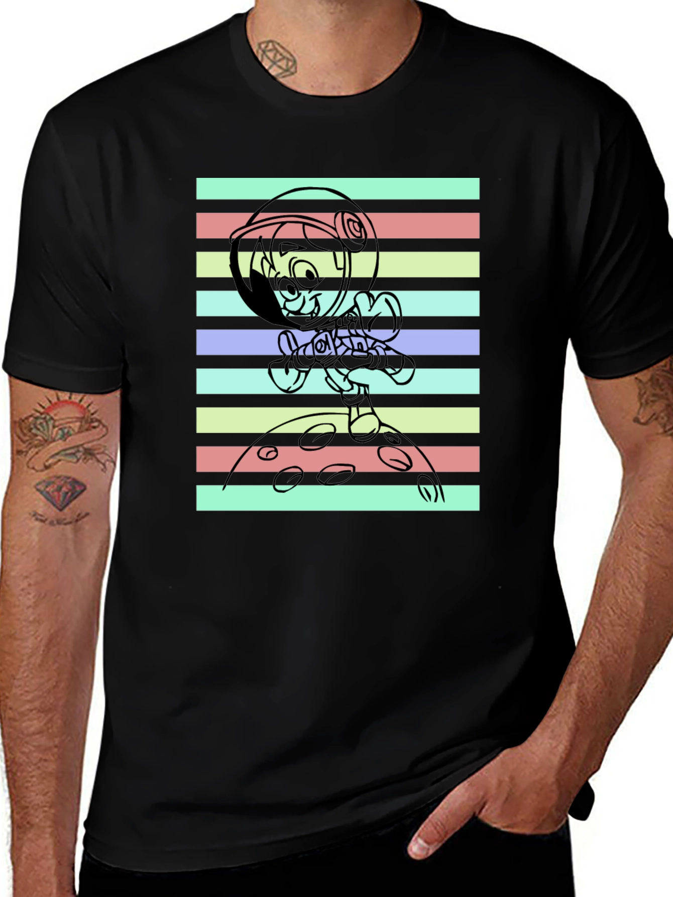 Astronaut Cartoon Graphic T-Shirt