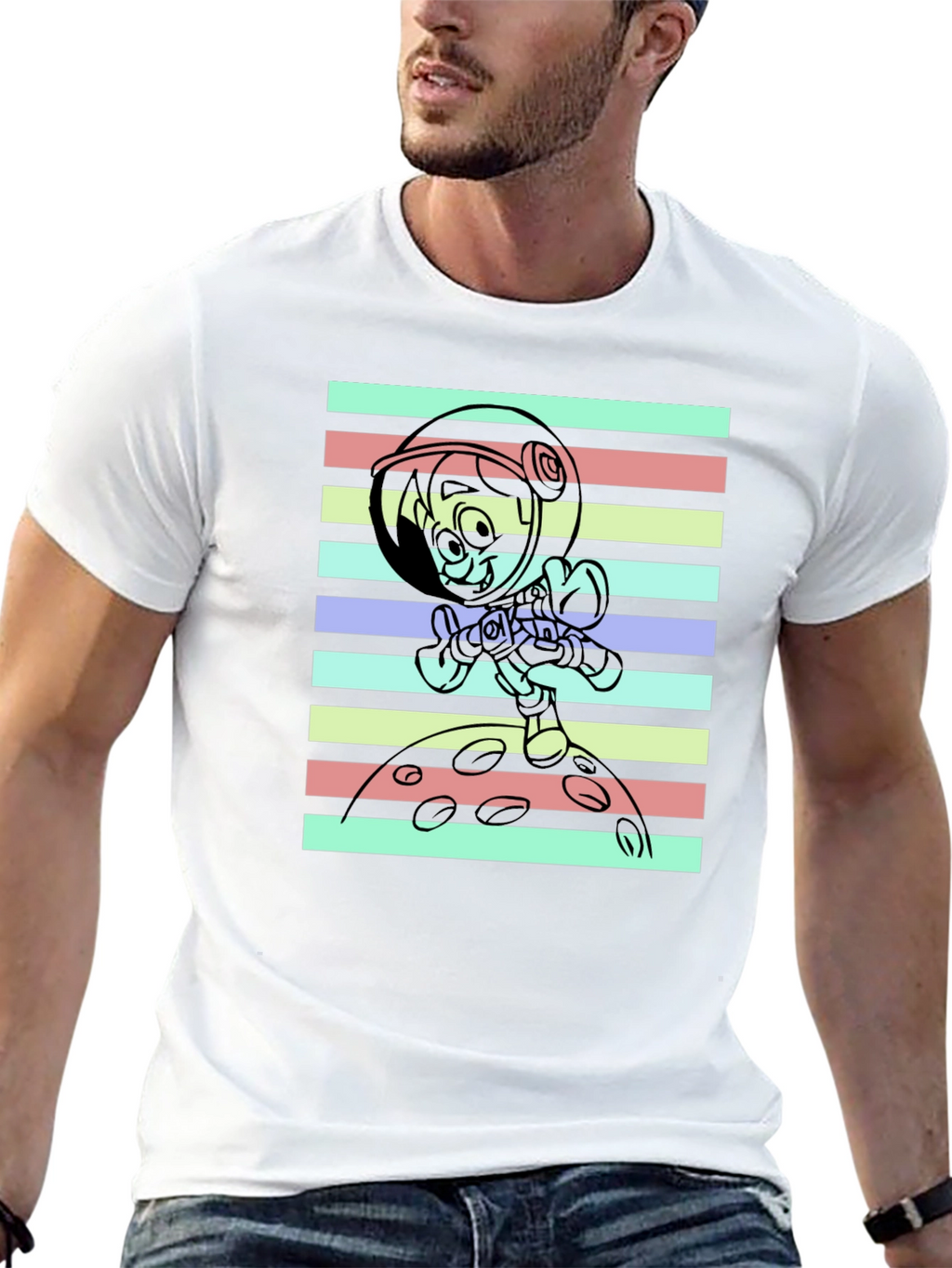 Astronaut Cartoon Graphic T-Shirt