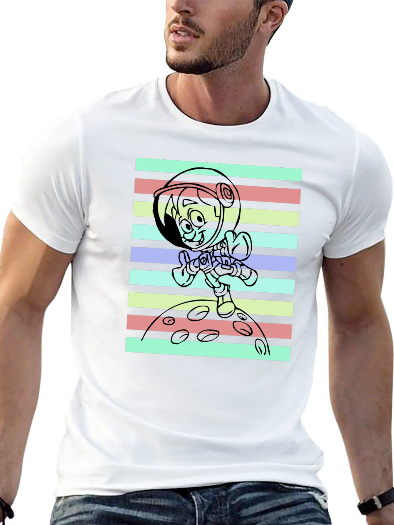 Astronaut Cartoon Graphic T-Shirt