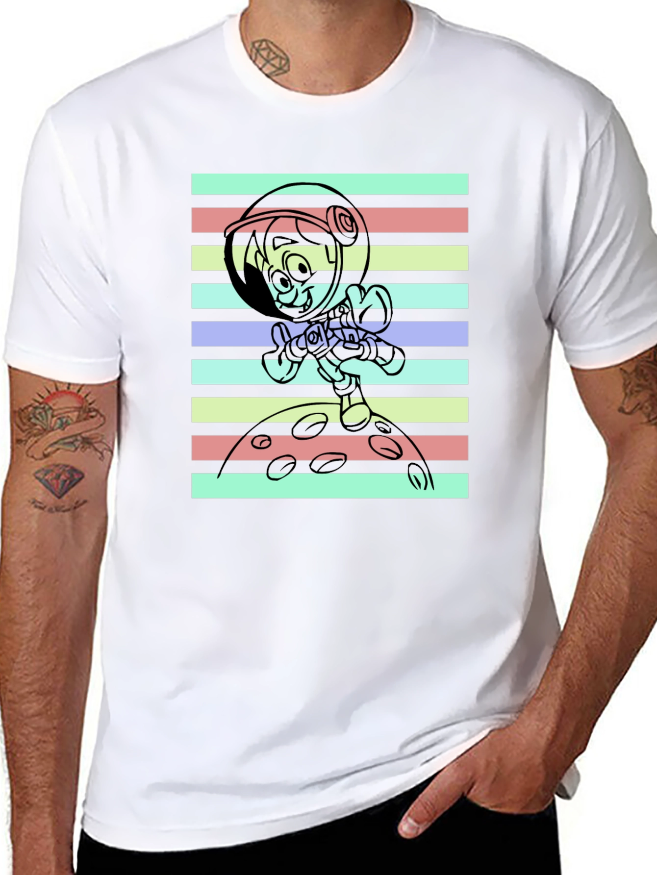 Astronaut Cartoon Graphic T-Shirt