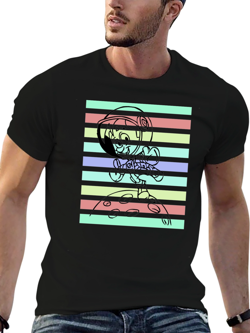 Astronaut Cartoon Graphic T-Shirt