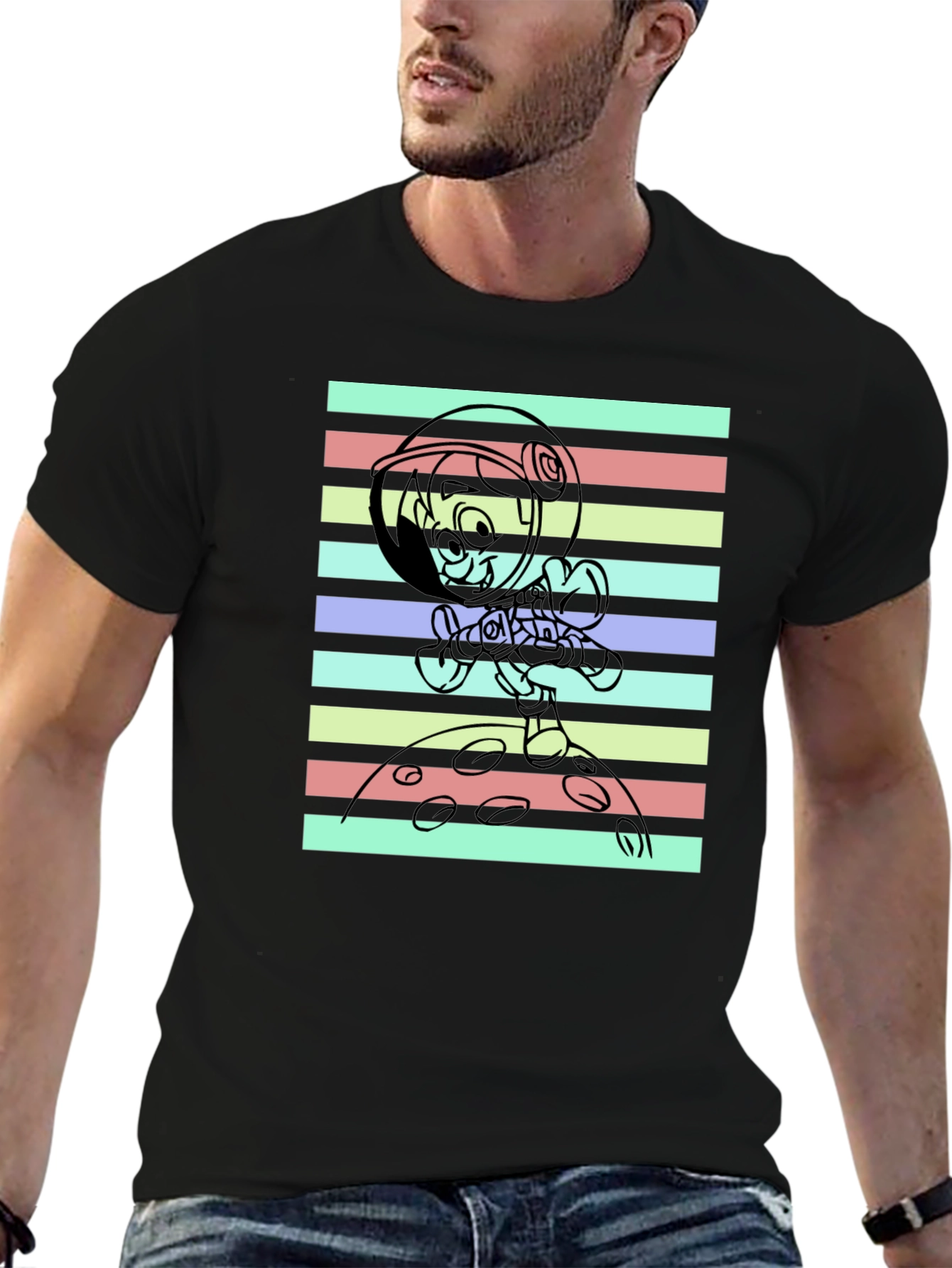 Astronaut Cartoon Graphic T-Shirt