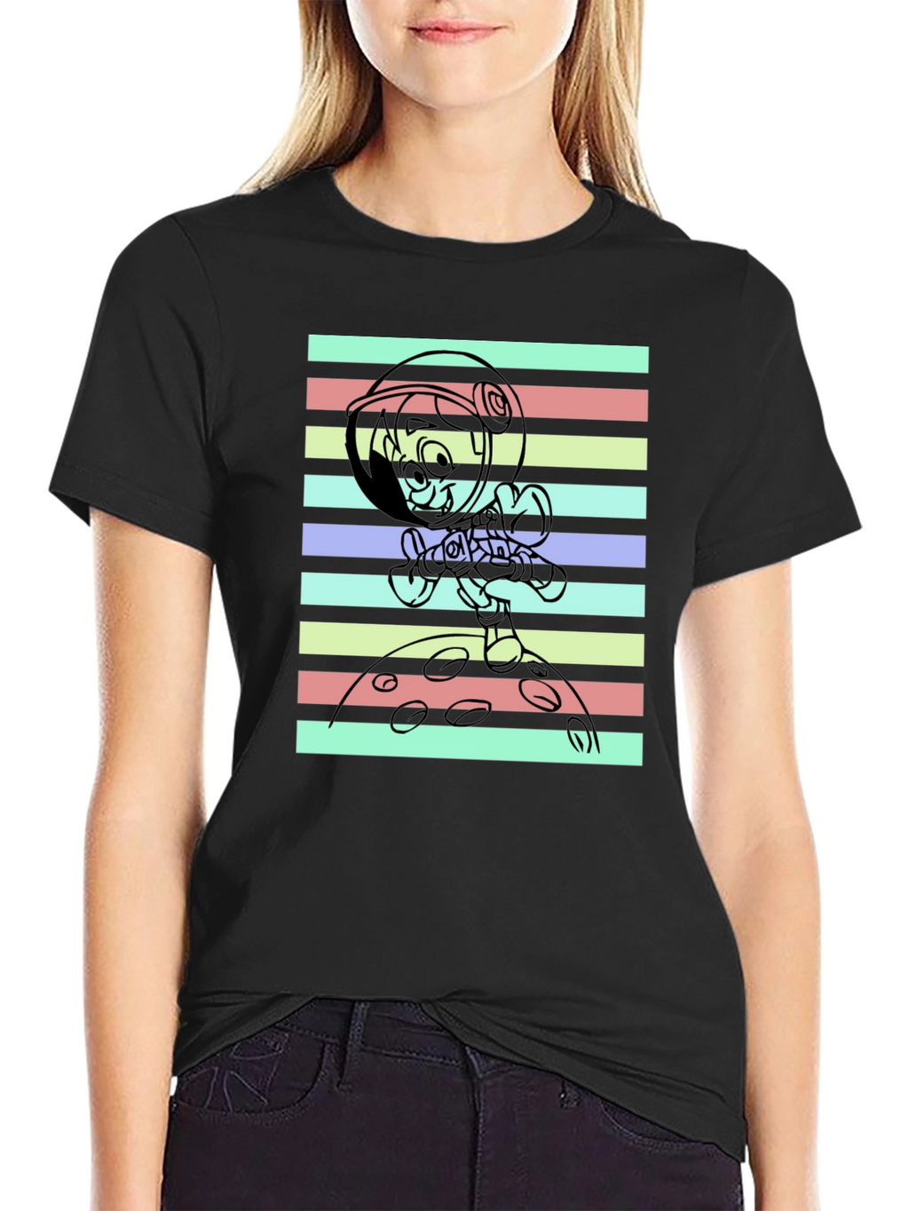 Astronaut Cartoon Graphic T-Shirt