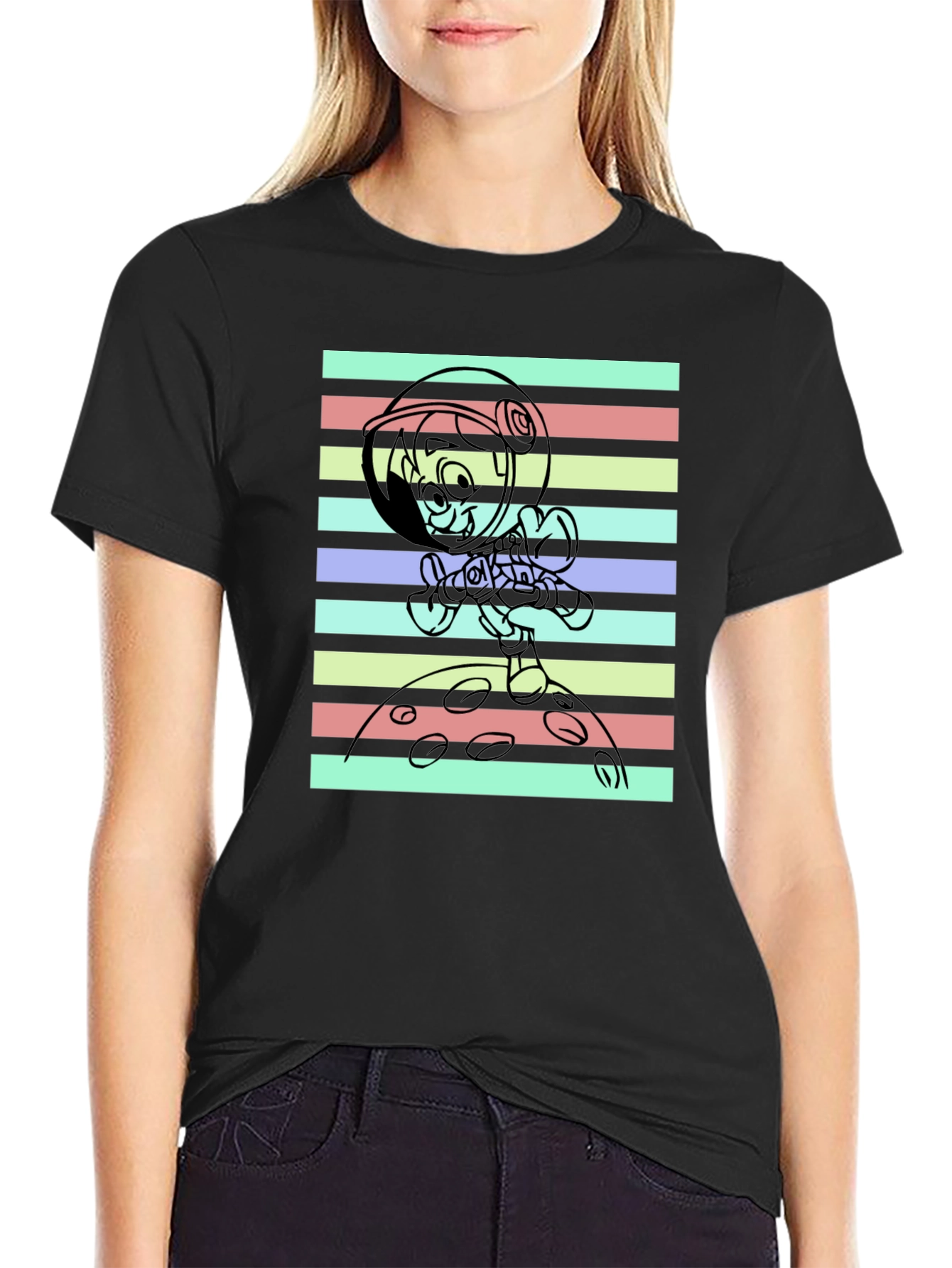 Astronaut Cartoon Graphic T-Shirt