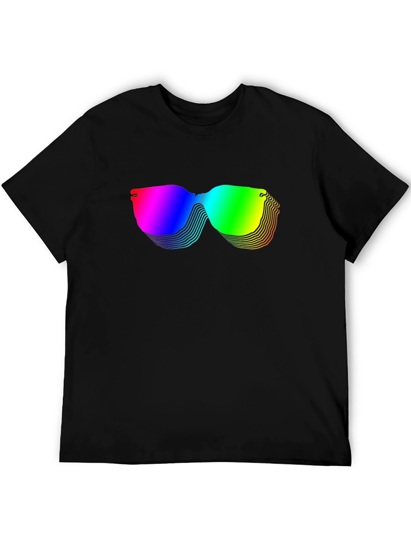 Rainbow Sunglasses Graphic Black T-Shirt