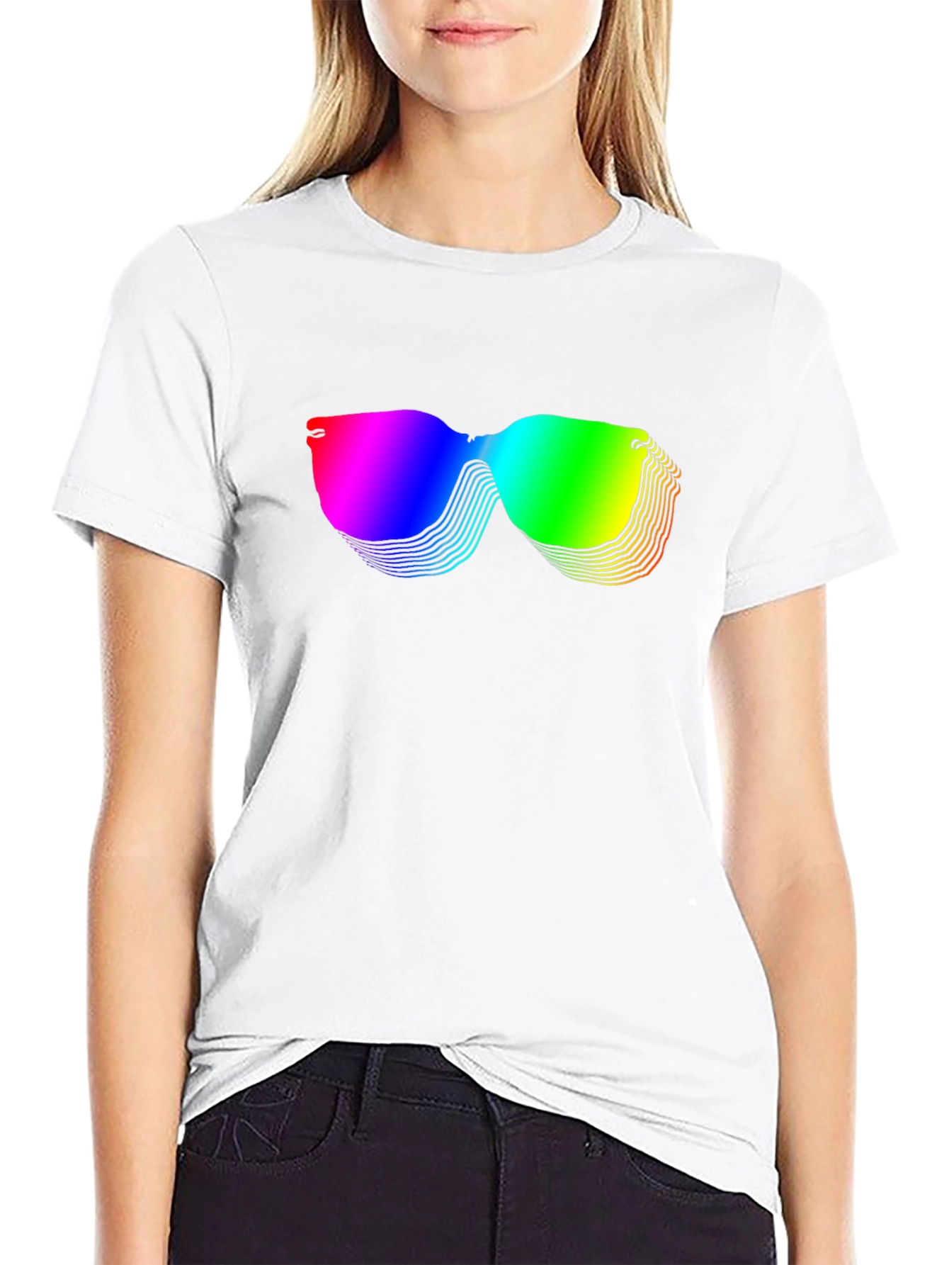 Rainbow Sunglasses Graphic Black T-Shirt