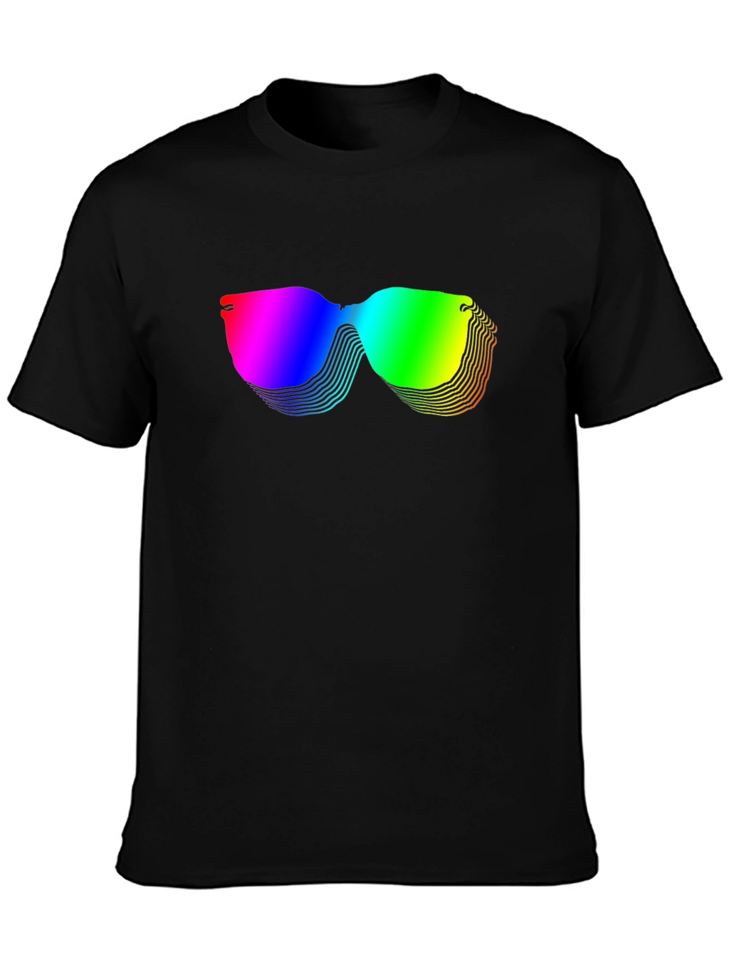 Rainbow Sunglasses Graphic Black T-Shirt