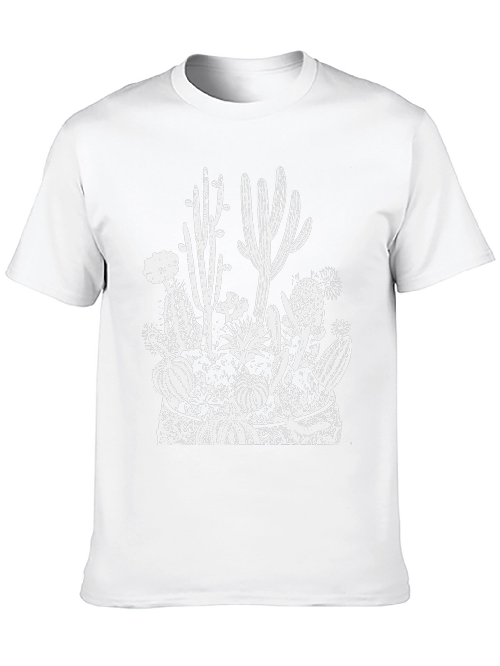 Cactus Print Black Tee - Desert Style