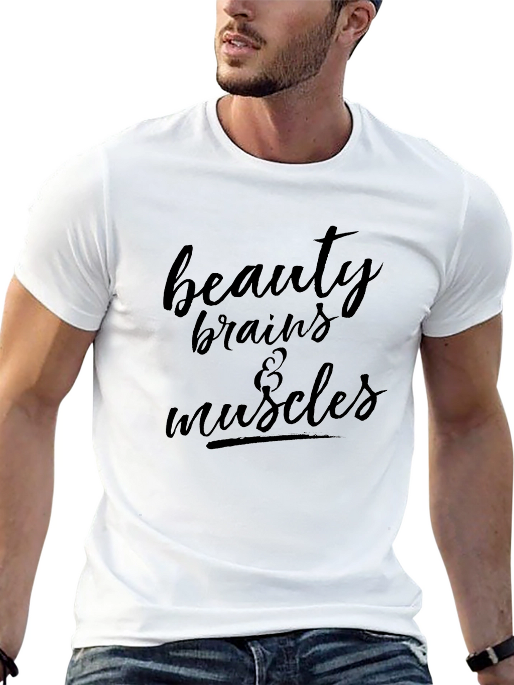 Beauty Brains & Muscles Black Graphic Tee