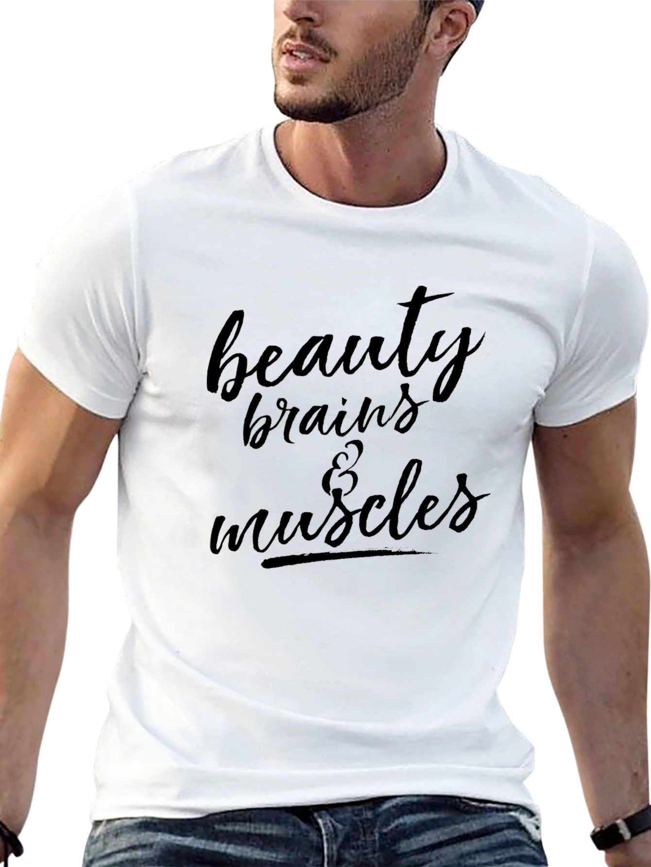 Beauty Brains & Muscles Black Graphic Tee