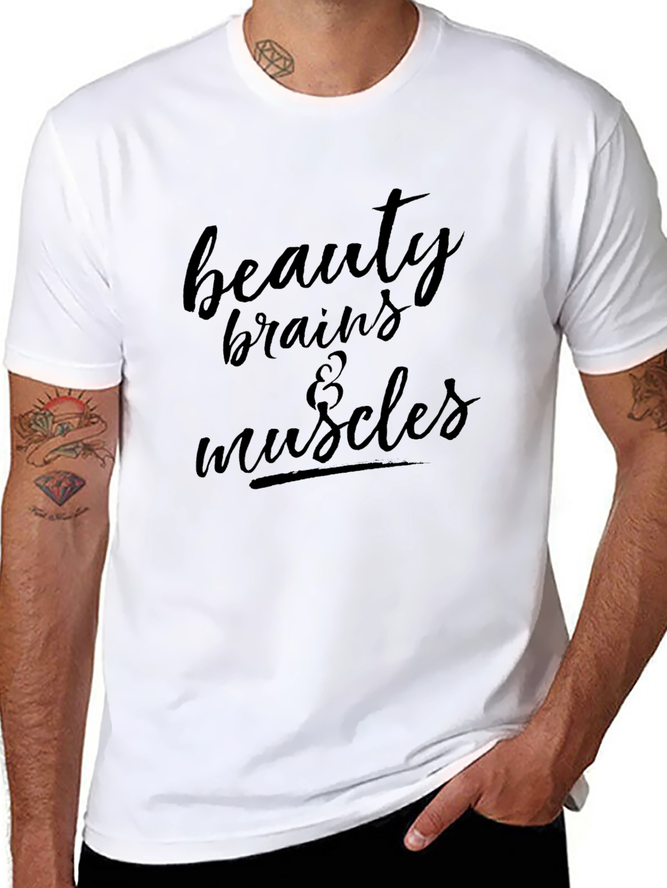 Beauty Brains & Muscles Black Graphic Tee