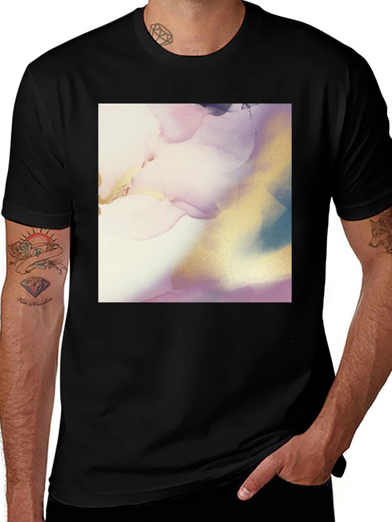Abstract Art Print Black T-Shirt for Men