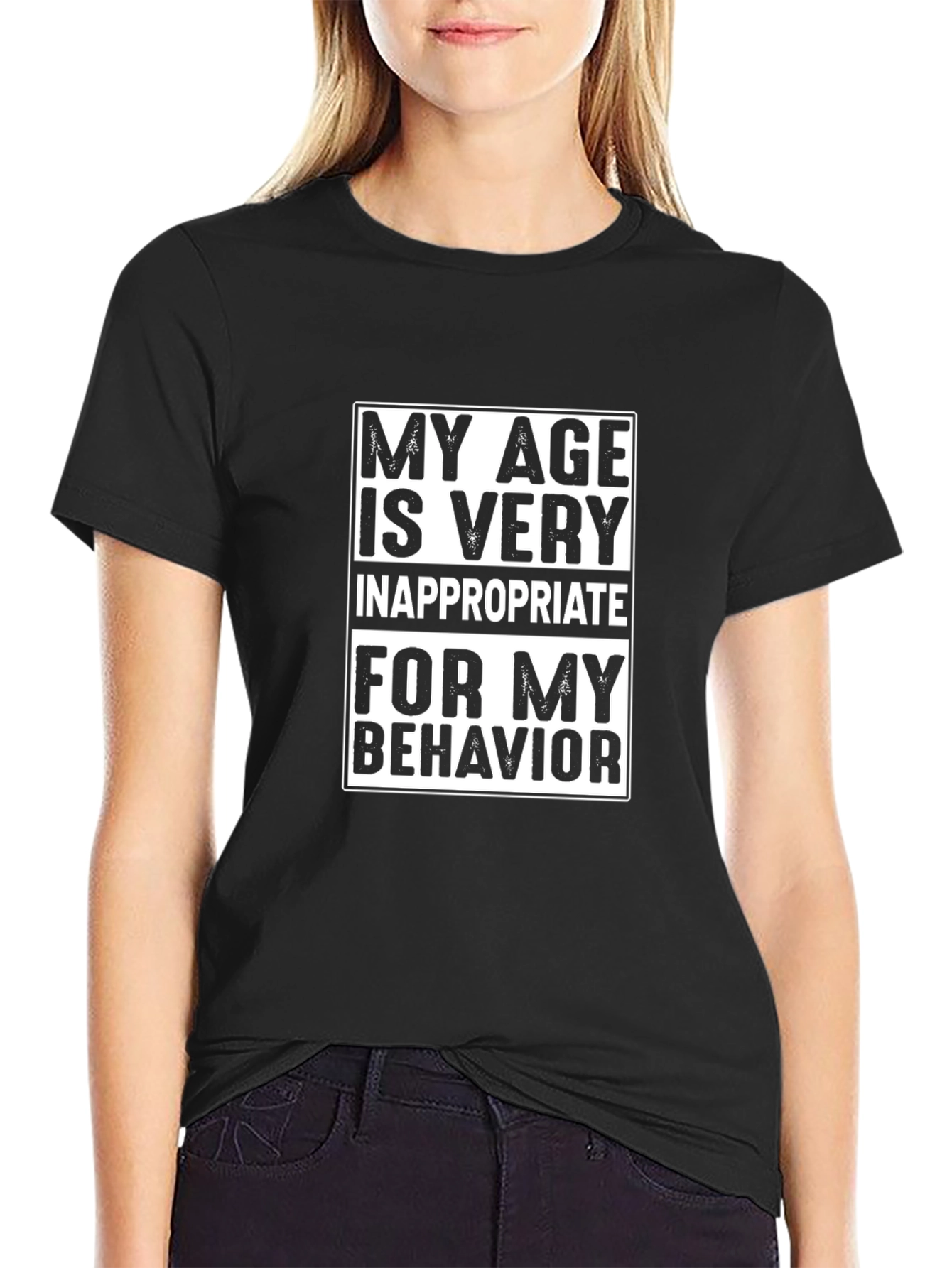 Humorous Age Behavior Black T-Shirt