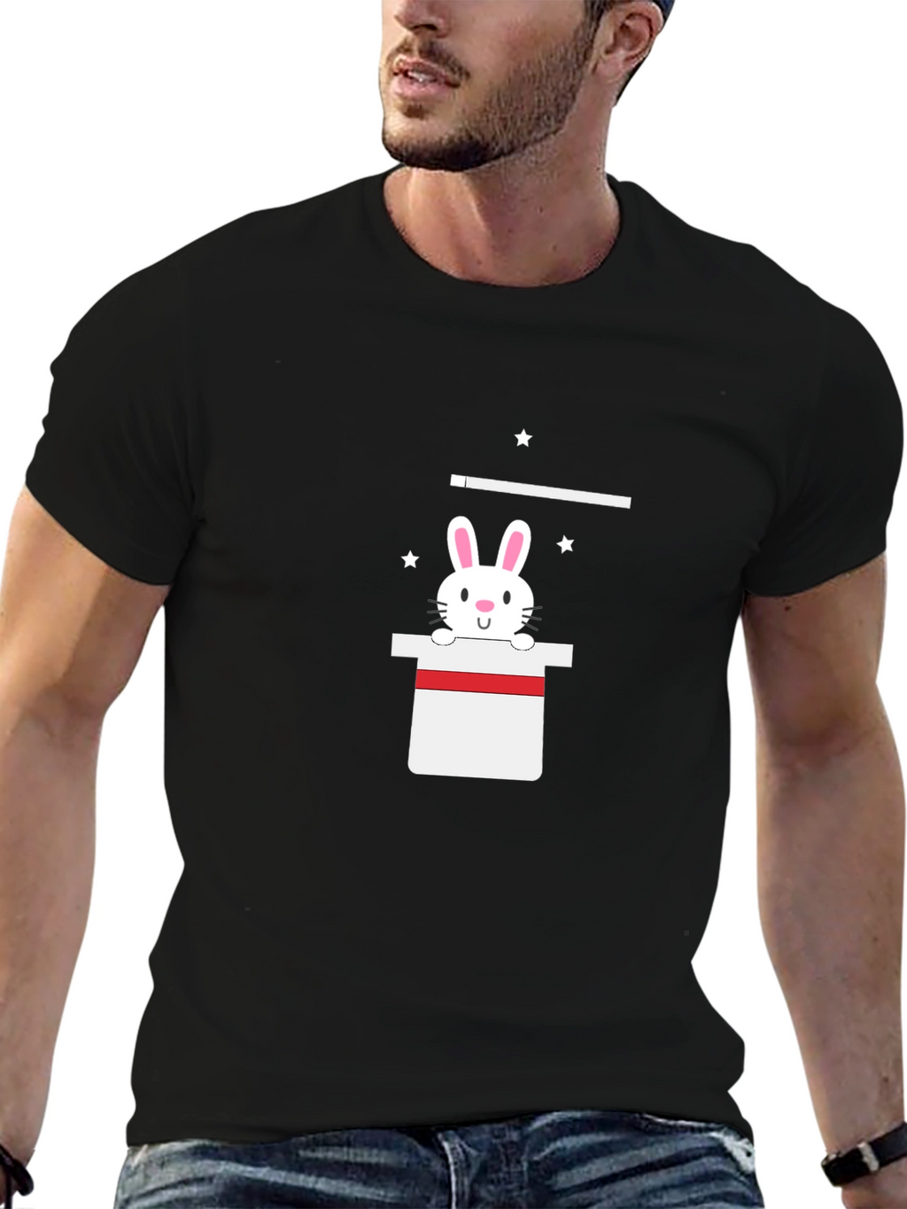 Magical Bunny Tee - Black Cotton Blend