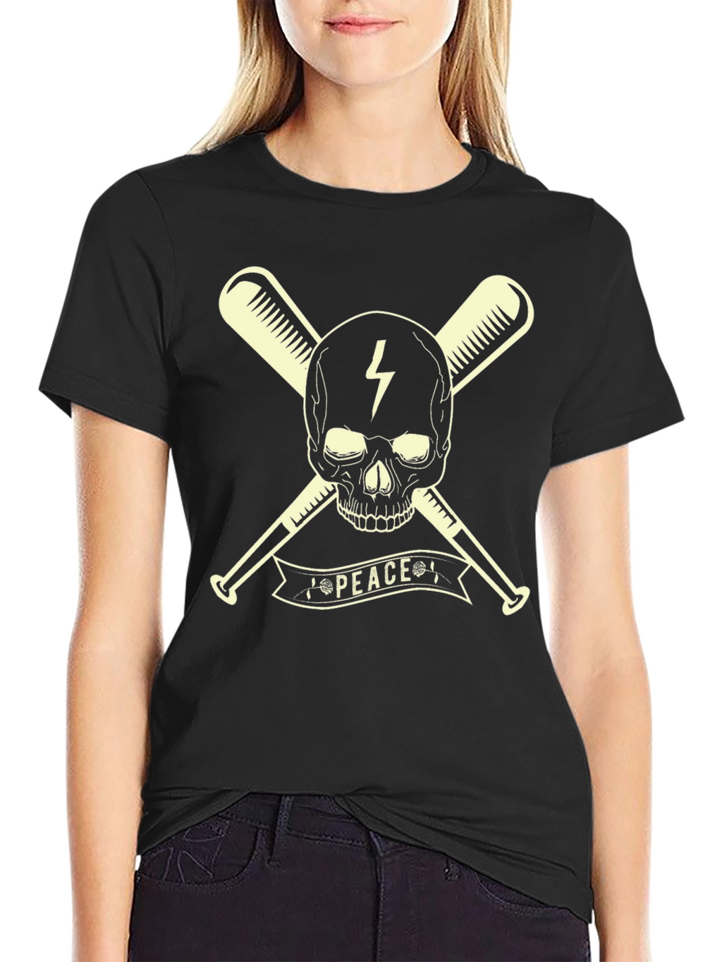 Skull & Bats Peace Graphic T-Shirt