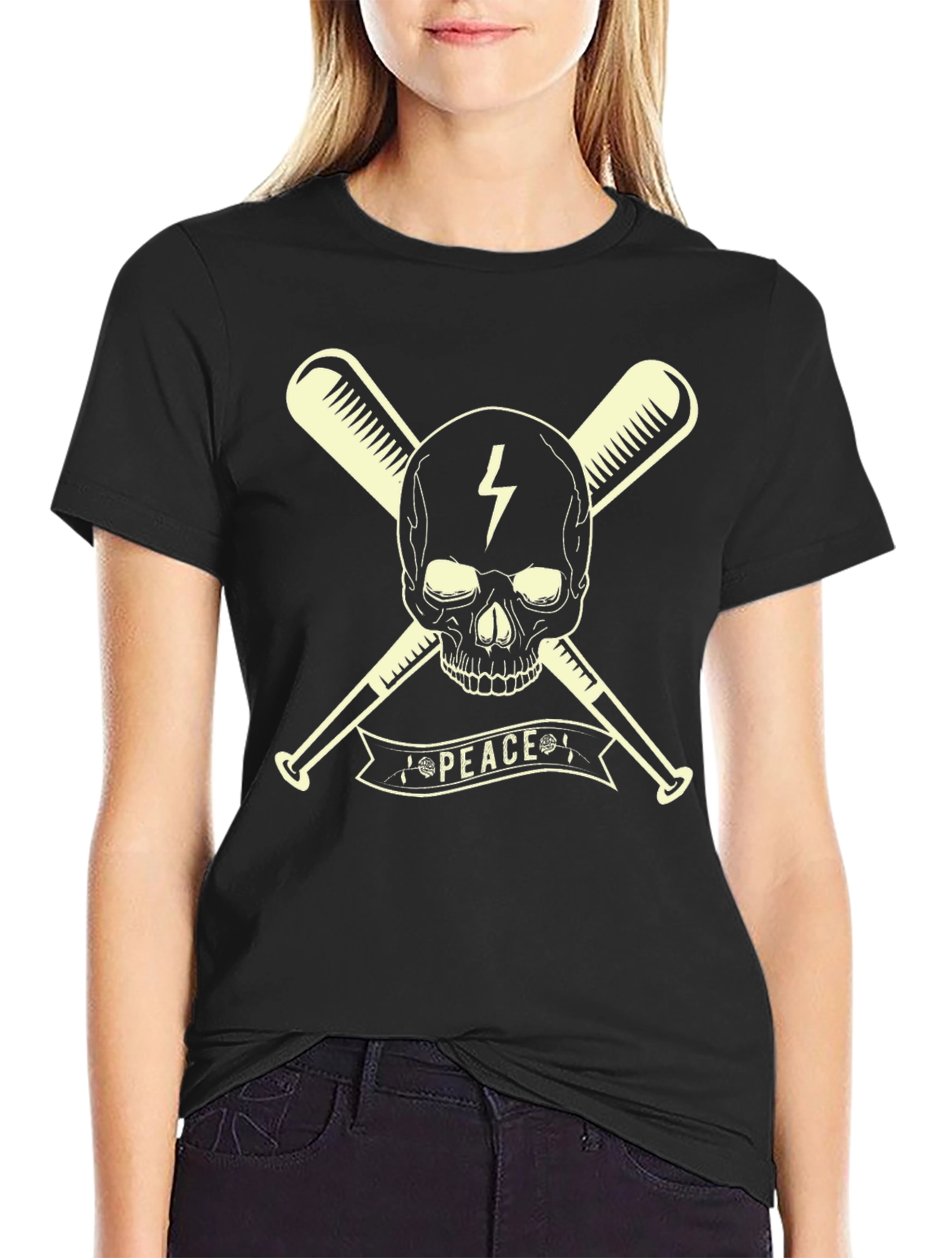 Skull & Bats Peace Graphic T-Shirt