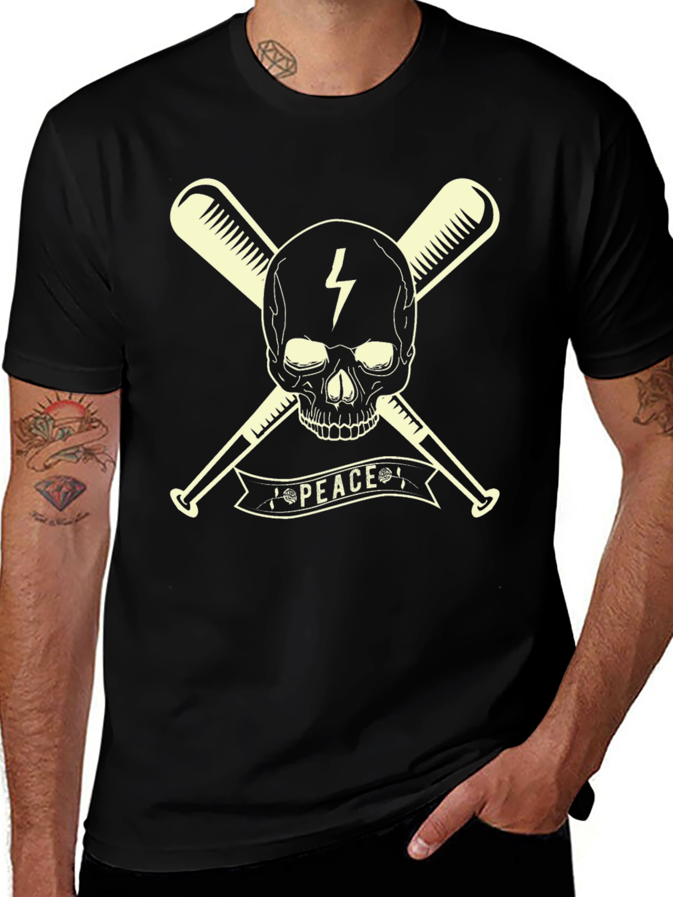 Skull & Bats Peace Graphic T-Shirt