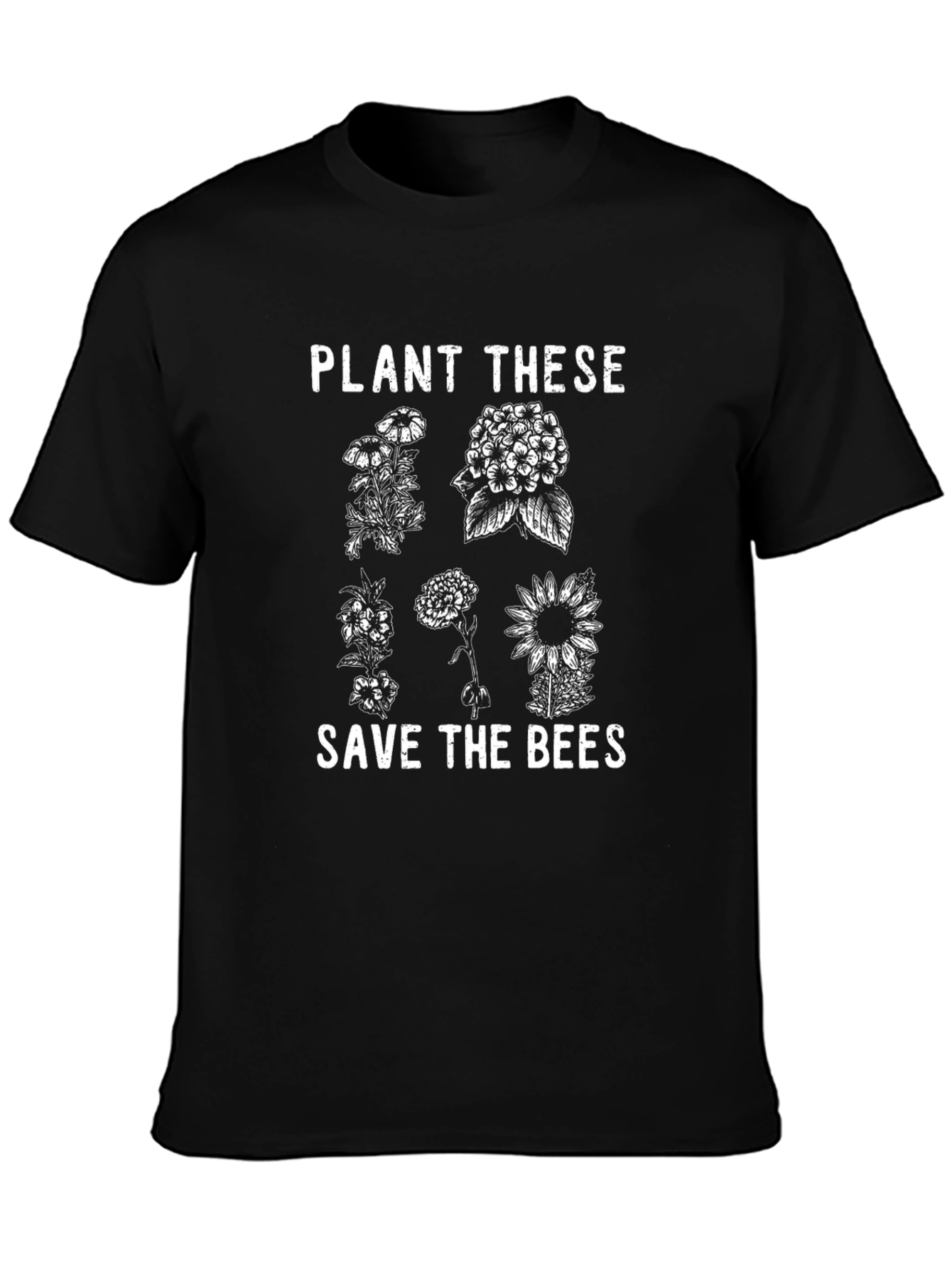 Plant These Save the Bees Black T-Shirt