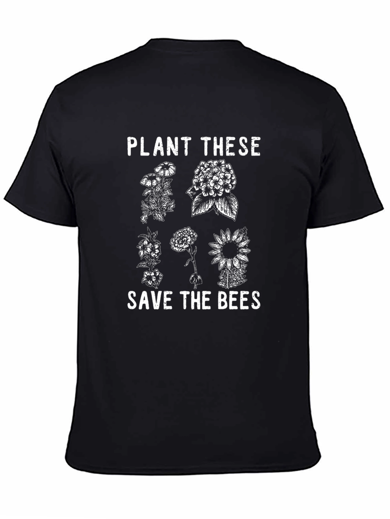Plant These Save the Bees Black T-Shirt
