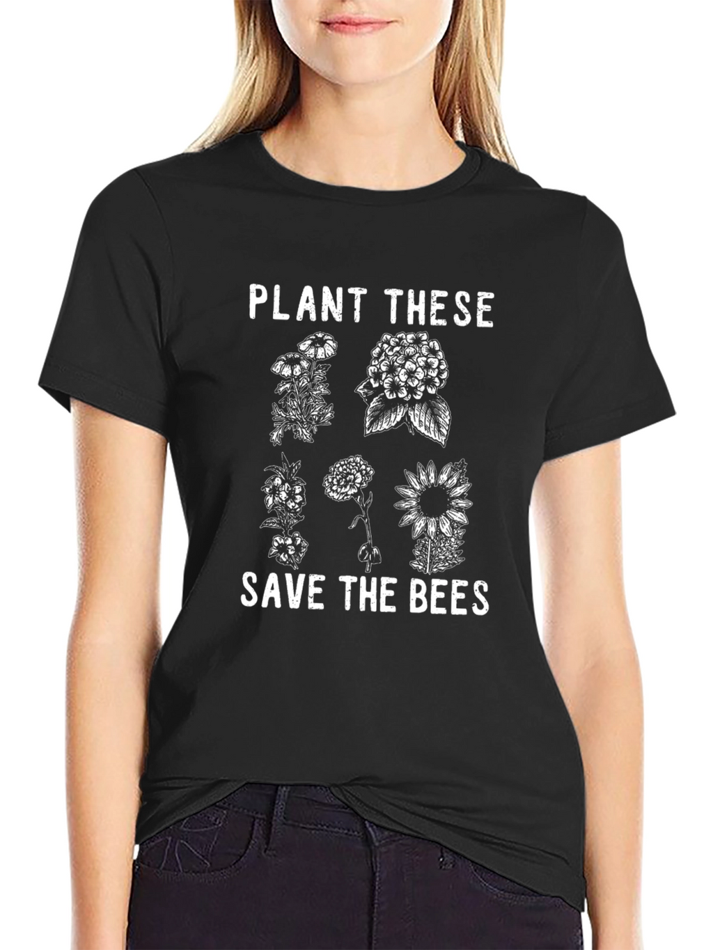 Plant These Save the Bees Black T-Shirt