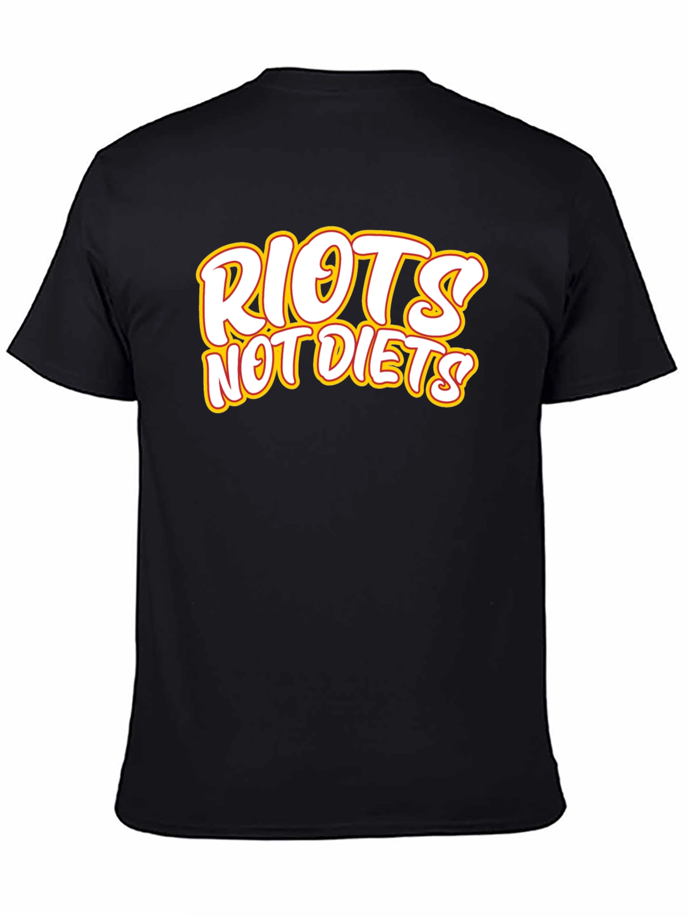 Riots Not Diets Black Graphic Tee - Slogan T-Shirt