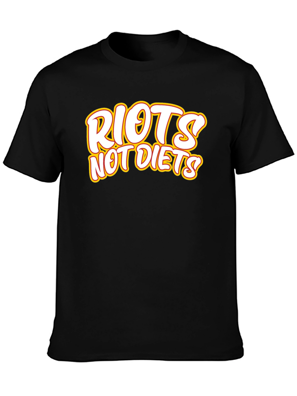 Riots Not Diets Black Graphic Tee - Slogan T-Shirt