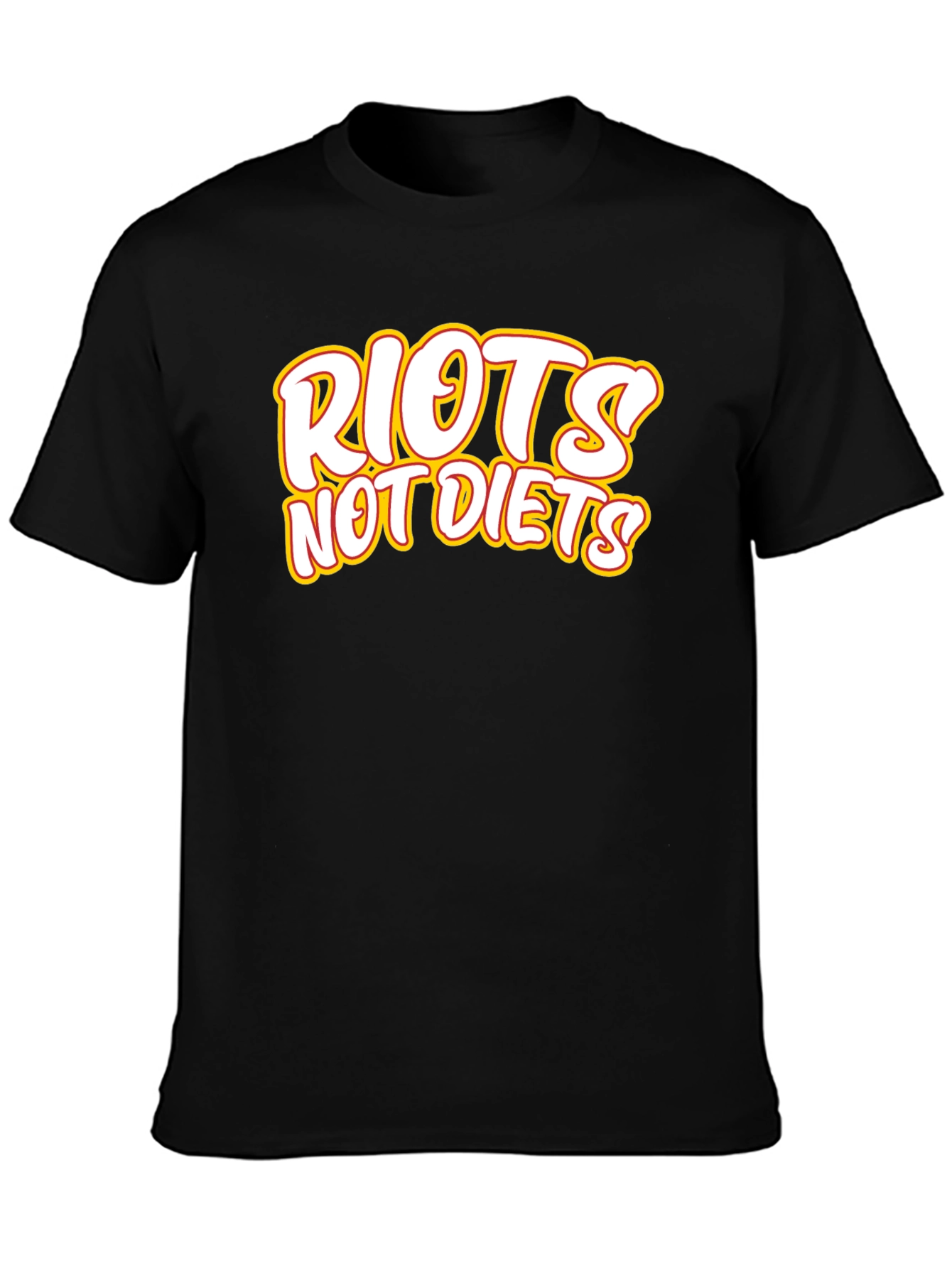 Riots Not Diets Black Graphic Tee - Slogan T-Shirt