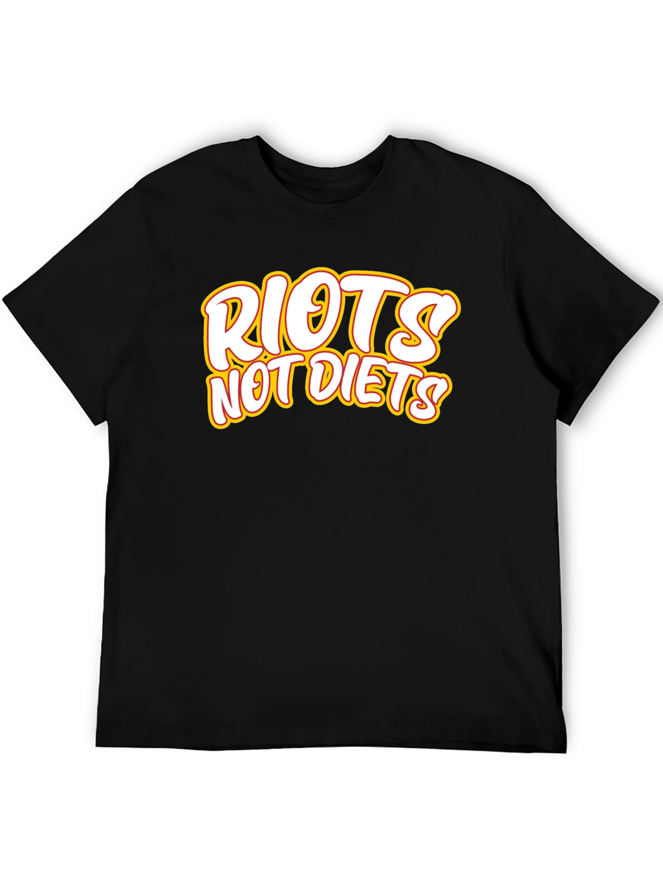 Riots Not Diets Black Graphic Tee - Slogan T-Shirt