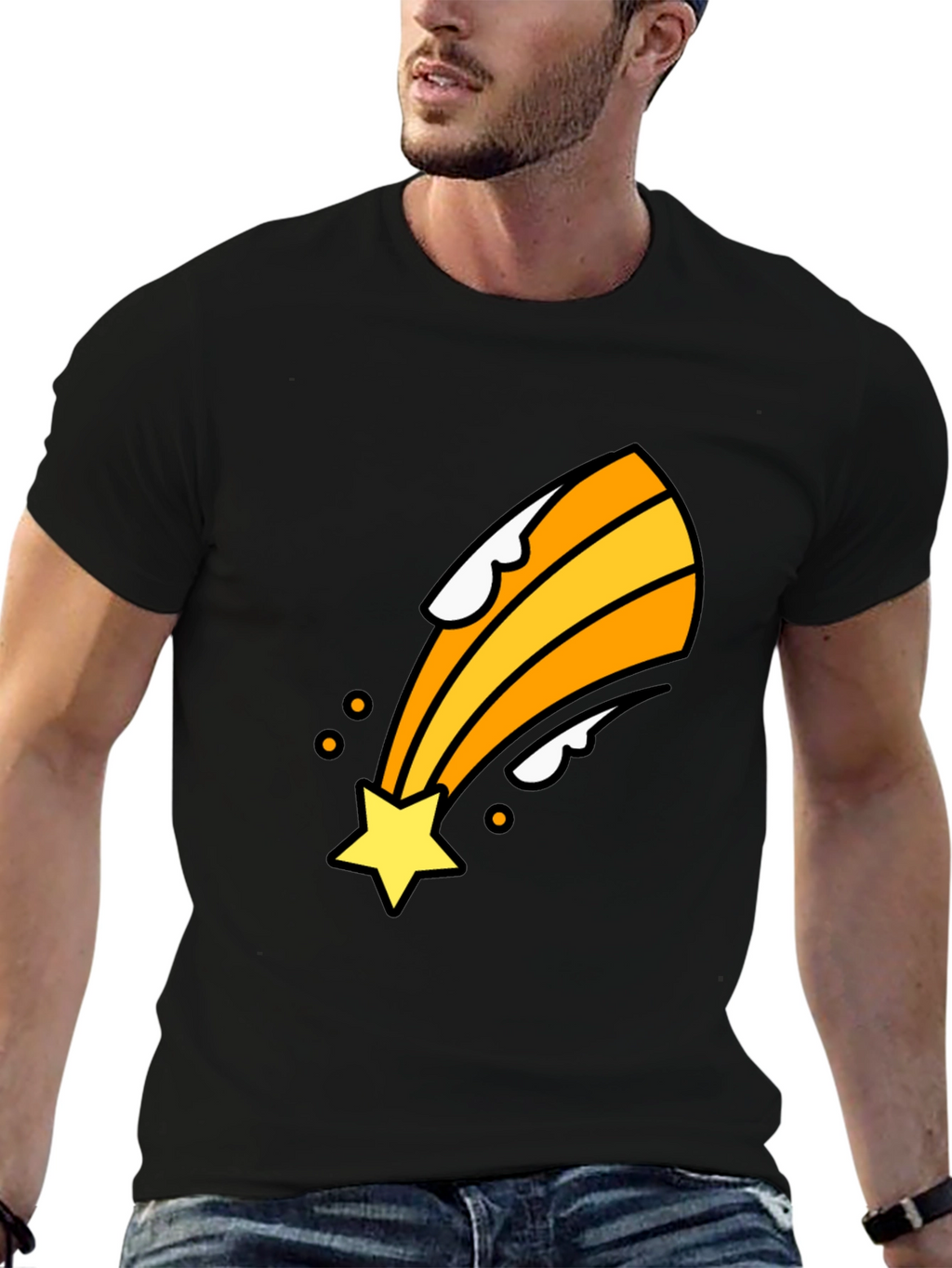 Shooting Star Graphic Tee - Black