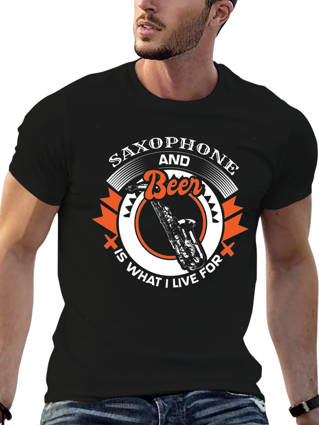 Saxophone and Beer T-Shirt - Music Lover Tee