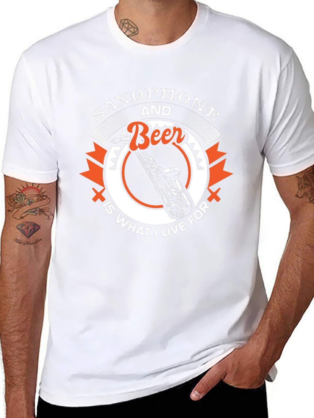 Saxophone and Beer T-Shirt - Music Lover Tee