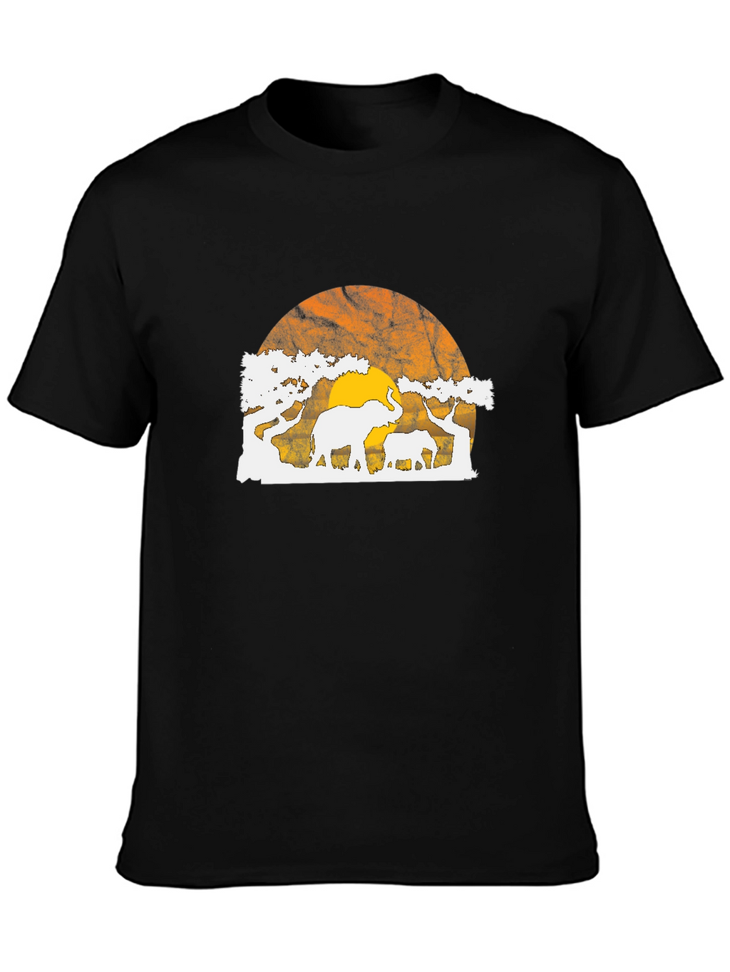 Elephant Sunset Graphic Tee - Black