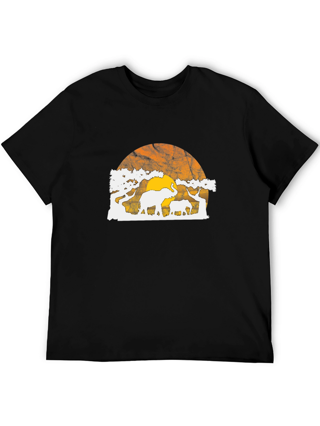 Elephant Sunset Graphic Tee - Black